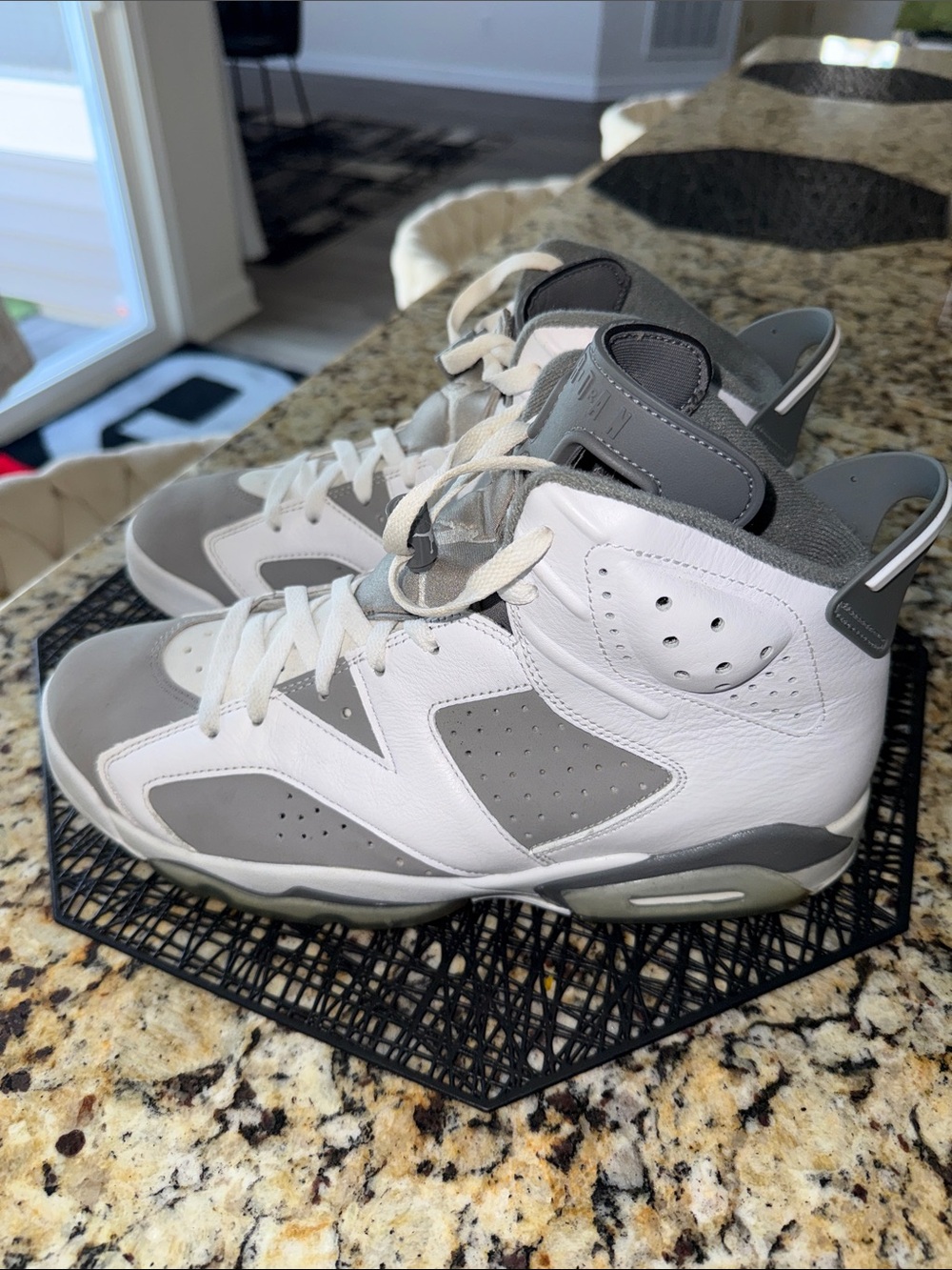 Jordans Men White and Gray High-Top Sneakers